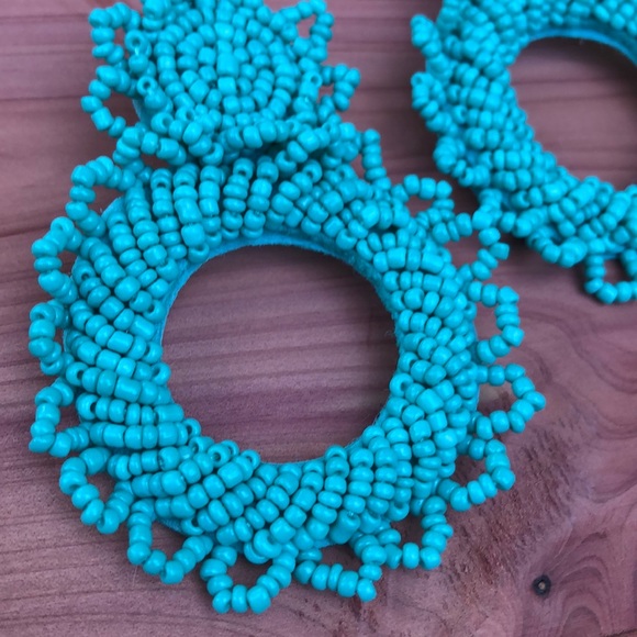 FREE when bundled! Turquoise Beaded Hoop Earrings! - Picture 3 of 5